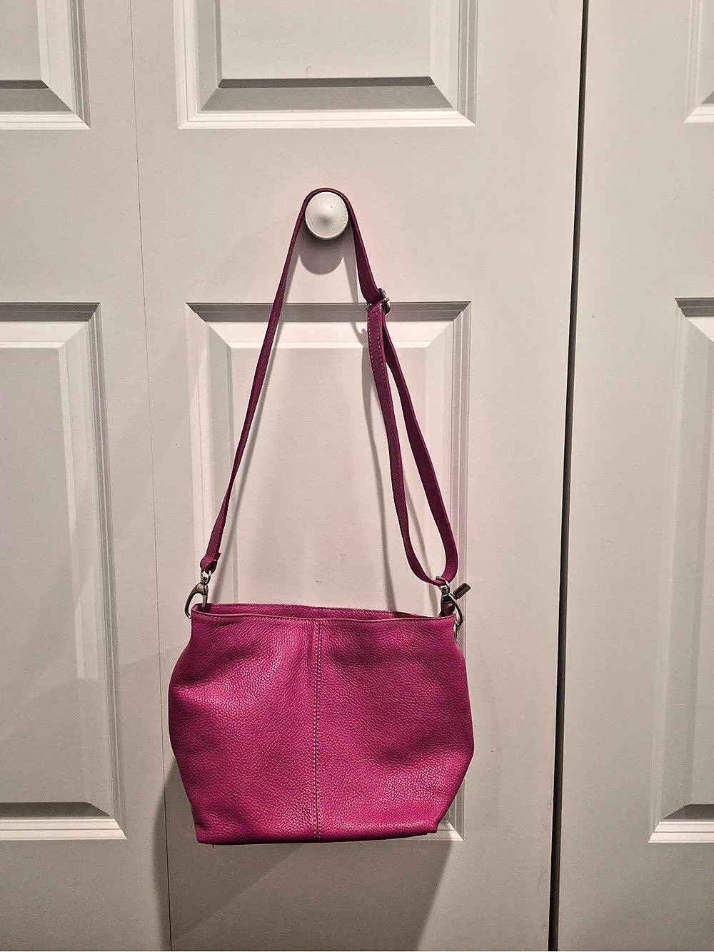 Borse in Pelle Leather Shoulder Bag in Pink